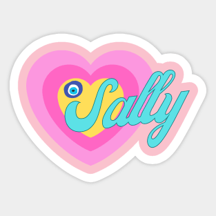 Sally in Colorful Heart Illustration with Evil Eye Sticker